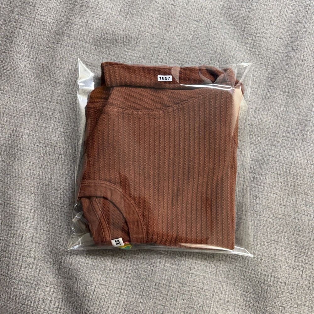 Big Bud Press Cotton Shirt Women's XS Brown Waffle 100% Cotton Oversize Crop - Picture 9 of 9